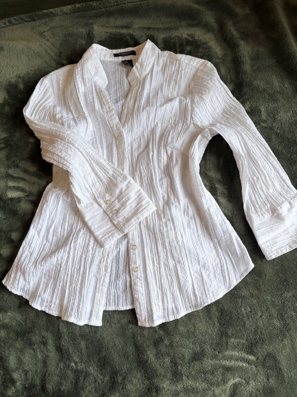 Autograph White Crinkle Button-Down Shirt
